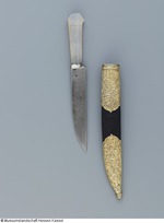 Dolchmesser mit Griff aus Chalcedon und silbervergoldeten Montierungen (bildet eine Garnitur mit KP B II.100)